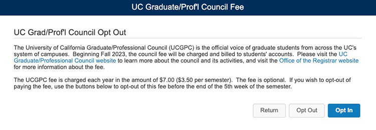UC Graduate/Prof'l Council Fee